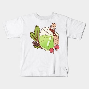 Green Serenity: Bottle with Water and Grass Kids T-Shirt